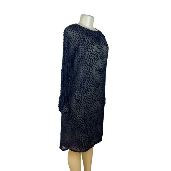 Vintage Mort Schrader Long Sleeve Black Polka Dot Dress With Rhinestone Neckline - Picture 2 of 9